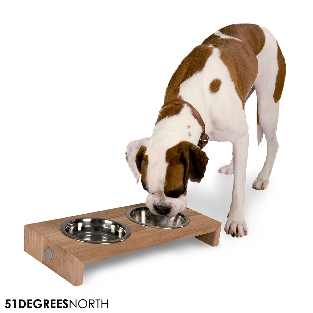 51 Degrees North Double Voerbak Teak - Afbeelding 6