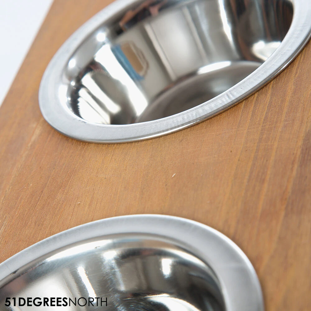 51 Degrees North Double Voerbak Teak - Afbeelding 7